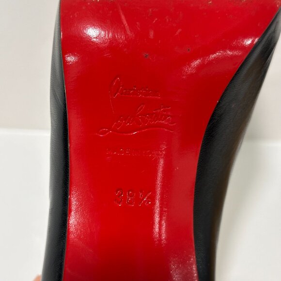 Christian Louboutin Black Leather Platform Peep Toe Heels Pumps Size 38.5 - Picture 11 of 16